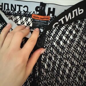 Heron Preston Black and White Mesh pants